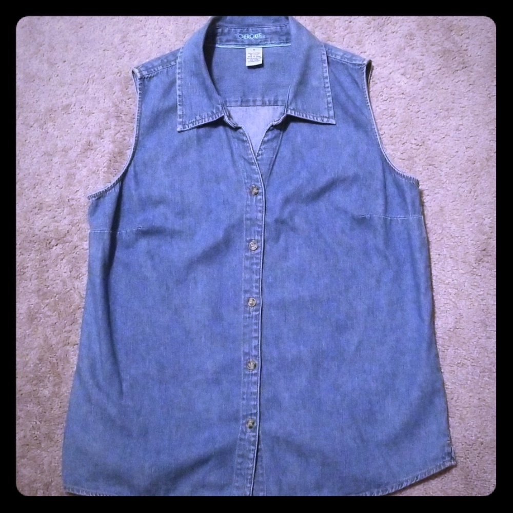 Denim sleeveless blouse